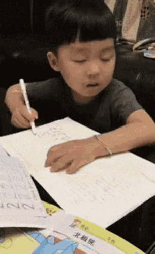 Funny Boy Falls Asleep While Writing