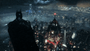 Batman Overlooking Gotham City at Night