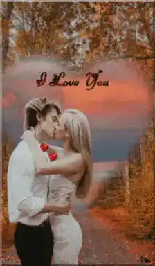 Couple Kissing with 'I Love You' Text