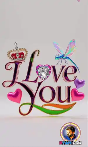 I Love You Graphic with Hearts & Dragonfly