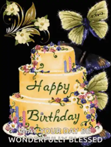 Happy Birthday Cake with Butterflies