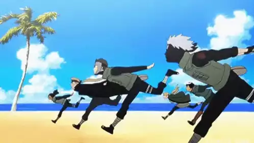 Funny Anime Characters Running on Beach