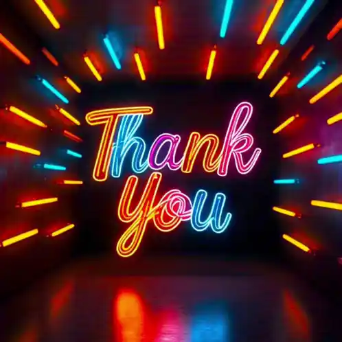Colorful Neon Thank You Sign