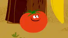 Cartoon Tomato Makes a Funny Face: What?