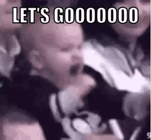 Excited Baby Cheers 'LET'S GOOOOOOO!' at Game